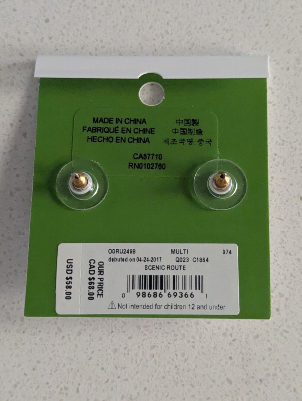 kate spade New York Hummingbird Stud Earrings - Green & Pink - Picture 5 of 5